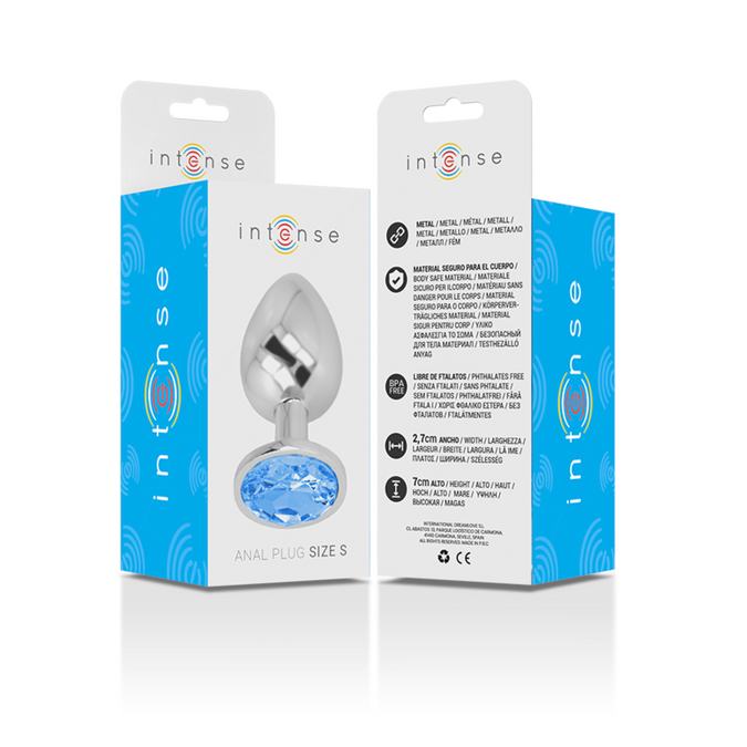 Intense – Aluminum Metal Anal Plug with Blue Crystal Size S