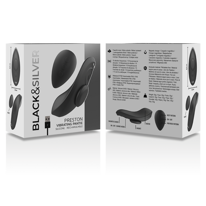 Black&silver – Preston Wiederaufladbarer Silikonvibrator Pantie Schwarz
