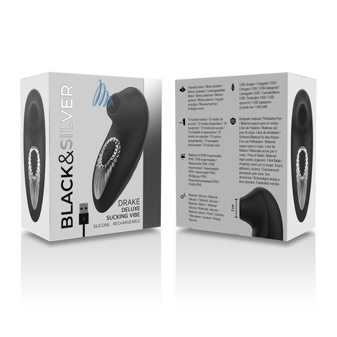Black&silver – Drake Deluxe Sucking Vibe Rechargeable Silicone Black