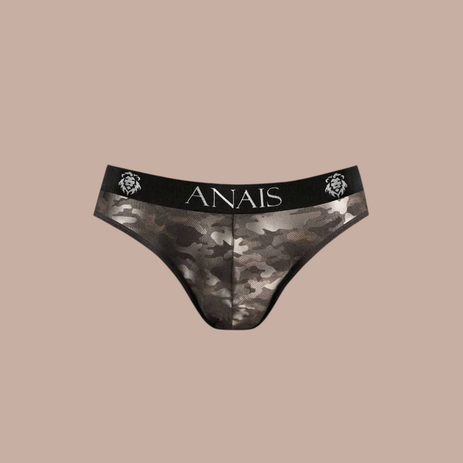 Pleasurements Anais Men Electro Slip in camouflage print met zwarte tailleband en merklogo