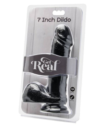 Pleasurements – Get Real – Realistischer Dildo mit Hoden Schwarz 18 cm
