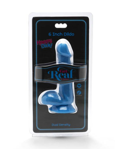 Get Real – Happy Dicks Dildo mit Hoden Blau 12 cm