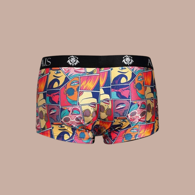Pleasurements Anais Men Comics boxer met kleurrijke stripboekprint en zwarte tailleband met logo