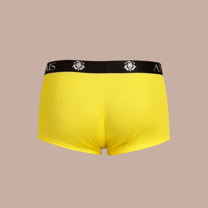Pleasurements Anais Men Tokio Boxer S in heldergeel met een zwarte tailleband voorzien van het merklogo