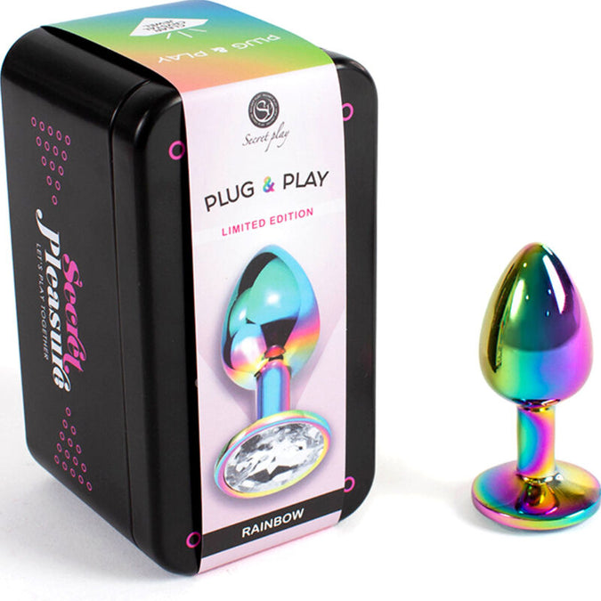 Secretplay – metalen buttplug regenboog kleine maat 7 cm