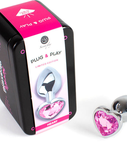 Secretplay – Metal Butt Plug Fuchsia Heart Small Size 7 Cm
