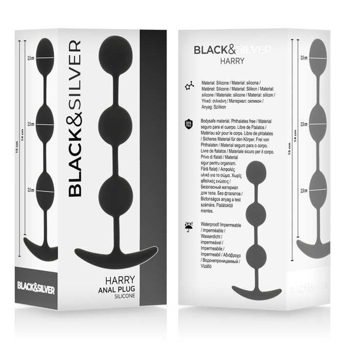 Black&silver – Harry Analrosenkranz 3 Silikonkugeln 14 Cm