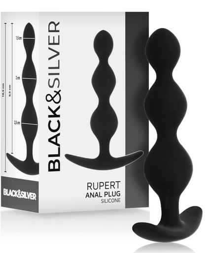 Schwarz&Silber – Rupert Anal Kugelkette 10 Cm