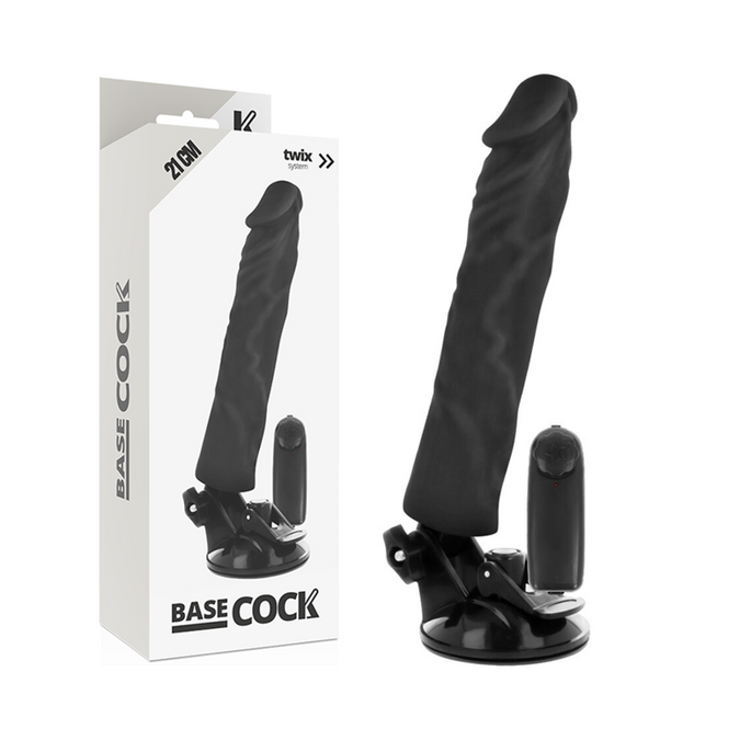 Basecock – Realistischer Vibrator Fernbedienung Schwarz 21 cm – Ø – 4 cm