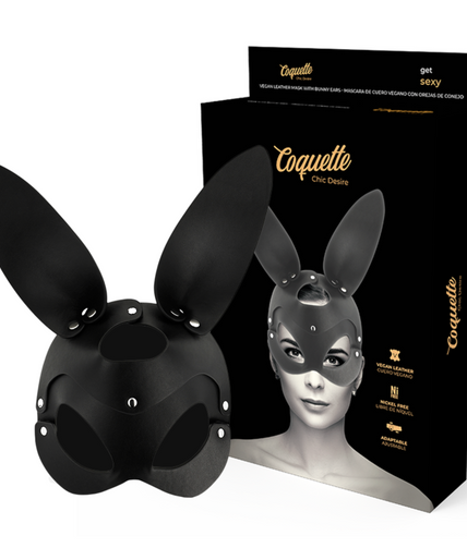 Coquette Chic Desire – Vegane Leder Maske mit Bunny Ohren