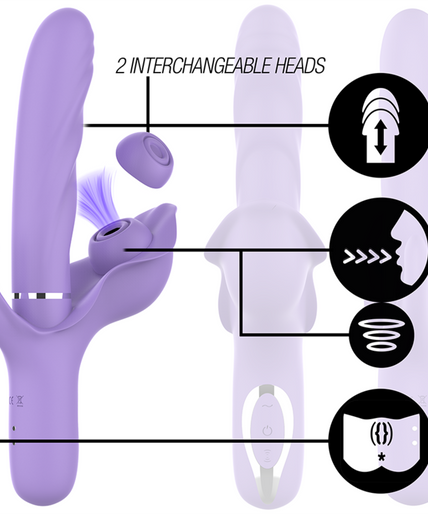 Intense – Billie Multifunktionaler wiederaufladbarer Saugvibrator mit lila Druckknopf