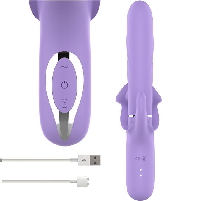 Intense – Billie Multifunktionaler wiederaufladbarer Saugvibrator mit lila Druckknopf