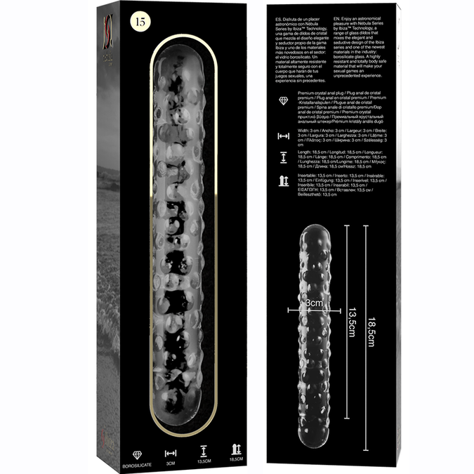Nebula Series by Ibiza – Model 15 Dildo Borosilicate Glass Clear 18.5 cm – Ø 4 cm