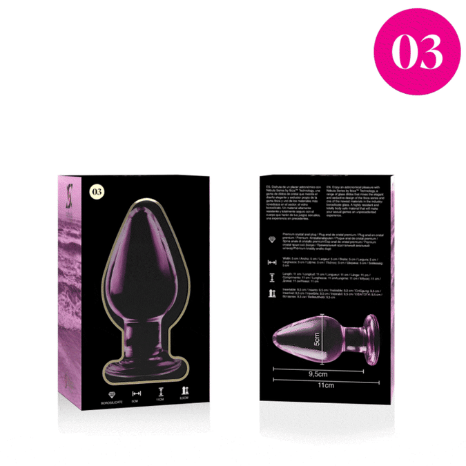 Nebula Serie von Ibiza – Modell 3 Analplug aus Borosilikatglas Pink 11 cm – Ø 3 cm