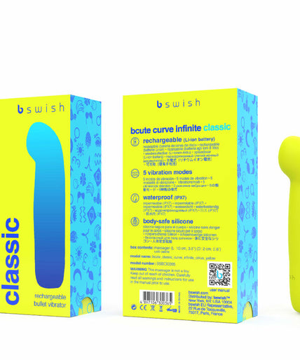 B Swish – Bcute Curve Infinite Classic Rechargeable Silicone Vibrator Yellow