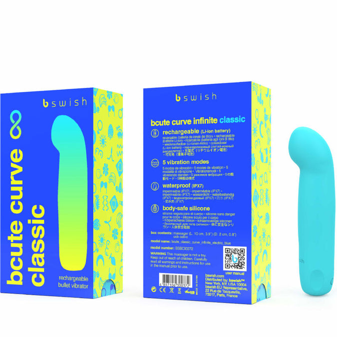 B Swish – Bcute Curve Infinite Classic Wiederaufladbarer Vibrator Blaues Silikon