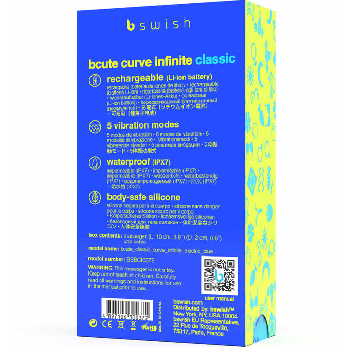 B Swish – Bcute Curve Infinite Classic Wiederaufladbarer Vibrator Blaues Silikon