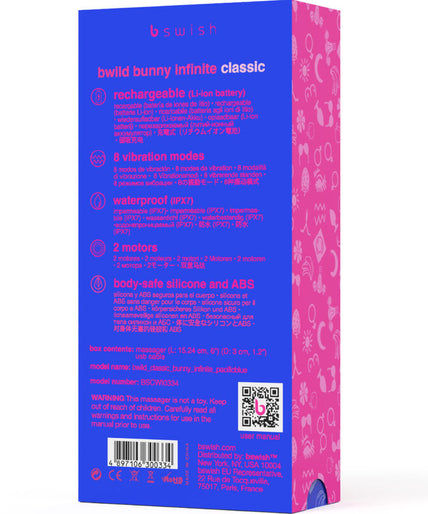 B Swish – Bwild Bunny Infinite Classic Wiederaufladbarer Vibrator Blaues Silikon