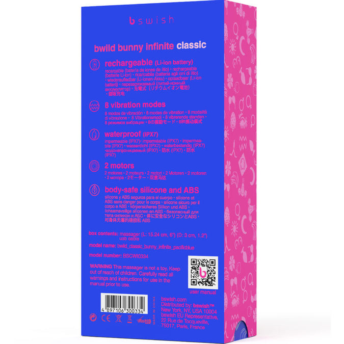B Swish – Bwild Bunny Infinite Classic Wiederaufladbarer Vibrator Blaues Silikon