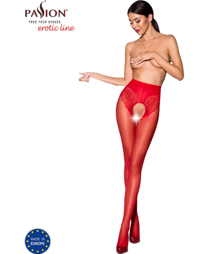 Passion – Tiopen 006 Rote Strumpfhose 3/4 30 Den