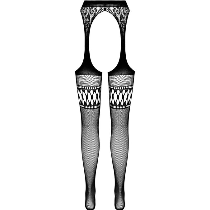 Passion – S026 Schwarze Strumpfhose mit Strapsgürtel Einheitsgröße