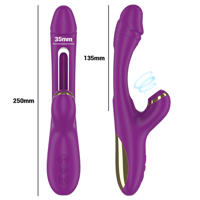 Intense – Ateneo wiederaufladbarer Multifunktionsvibrator mit 7 Vibrationsmodi, oszillierender Zunge und violettem Saugnapf