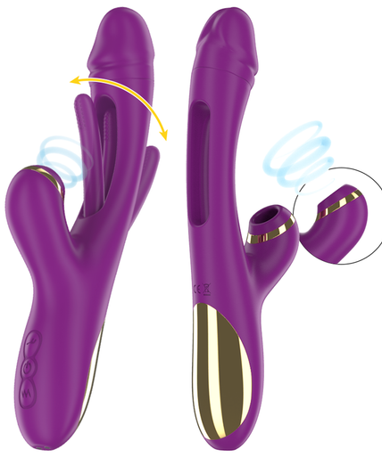 Intense – Ateneo wiederaufladbarer Multifunktionsvibrator mit 7 Vibrationsmodi, oszillierender Zunge und violettem Saugnapf