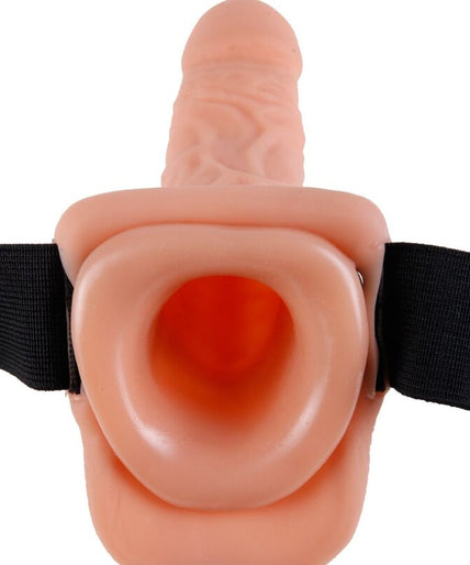 Fetish Fantasy Serie – Verstellbares Geschirr mit Fernbedienung, realistischer Penis mit Hoden, 17,8 cm