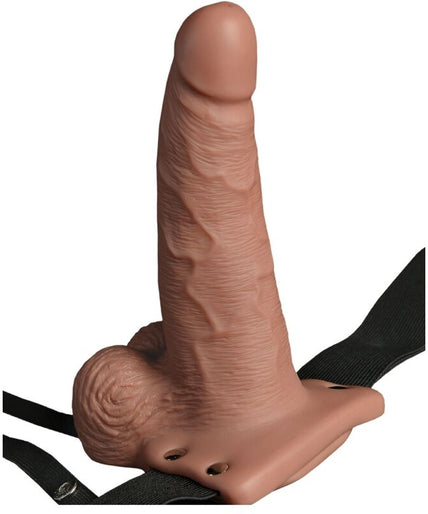 Fetish Fantasy Serie – Verstellbares Harness Realistischer Penis mit wiederaufladbaren Hoden und Vibrator 15 cm
