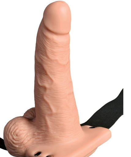 Fetish Fantasy Serie – Verstellbarer Harness mit Fernbedienung, realistischer Penis mit wiederaufladbaren Hoden und Vibrator 15 cm