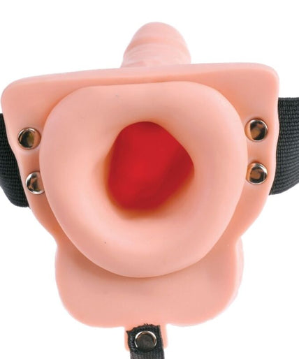 Fetish Fantasy Serie – Verstellbarer Harness mit Fernbedienung, realistischer Penis mit wiederaufladbaren Hoden und Vibrator 15 cm