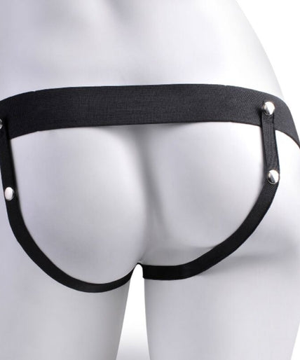 Fetish Fantasy Serie – Verstellbarer Harness, realistischer Penis mit wiederaufladbaren Hoden und Vibrator 17,8 cm