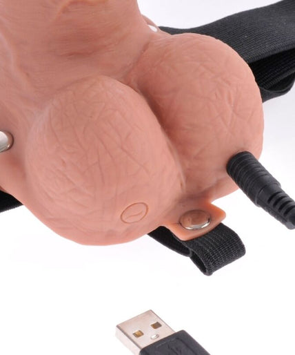 Fetish Fantasy Serie – Verstellbarer Harness, realistischer Penis mit wiederaufladbaren Hoden und Vibrator 17,8 cm
