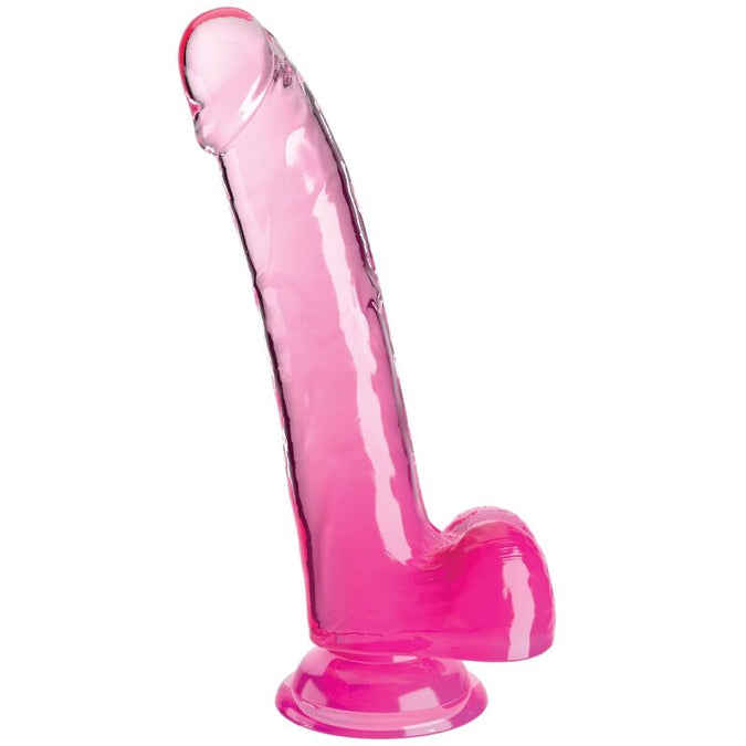 King Cock – Doorzichtige dildo met testikels 20,3 cm roze