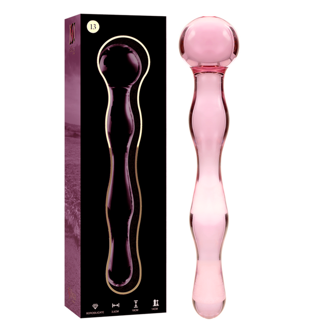 Nebula-serie van Ibiza – Model 13 Dildo van Borosilicaatglas Roze 18 cm – Ø 3,5 cm