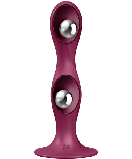 Satisfyer – Double Ball – R Silicone Dildo Garnet