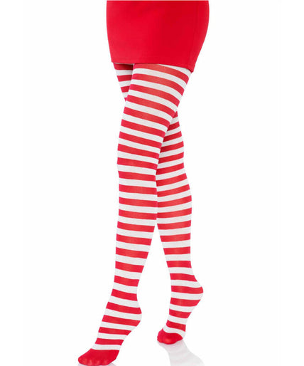 Leg Avenue – Weiß/rot gestreifte Strumpfhose