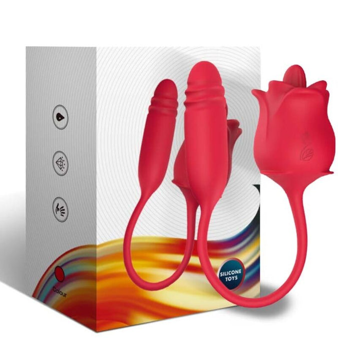 Armony – 3-in-1 roze, stimulator, zuiging en op-en-neer met rode staart
