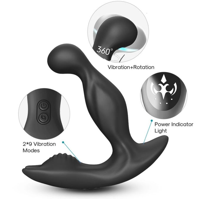 Pleasurements – Armony – Bat King Rotierender & Vibrierender Prostatamassager Mit Fernbedienung – Schwarz