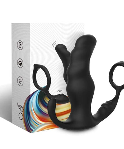 Pleasurements – Armony – Knight Prostata Vibrator Mit Cock Ring & Fernbedienung – Schwarz