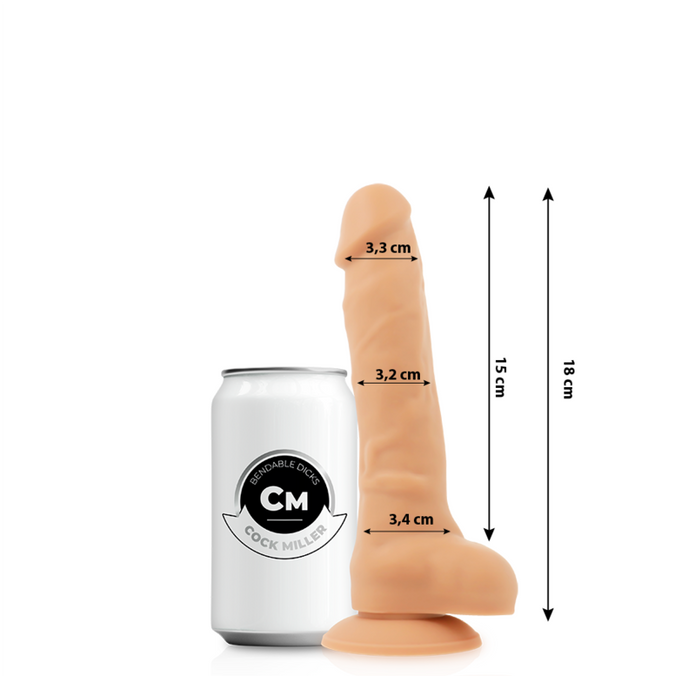 Pleasurements – Cock Miller – realistischer, doppeldichter, beweglicher Dildo in Fleischfarbe, 18 cm