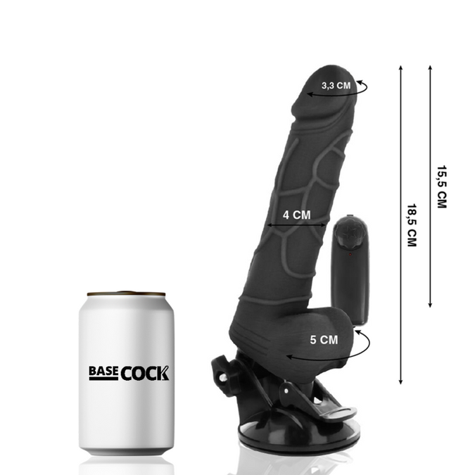 Basecock – Realistic Vibrator Remote Control Black 18.5 Cm -O- 4cm