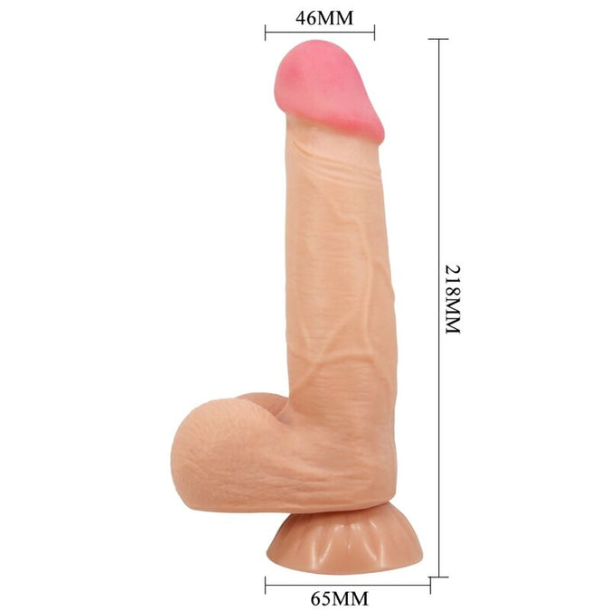 Pretty Love – Sliding Skin Serie Realistischer Dildo mit Sliding Skin Saugnapf, Fernbedienung, Hautfarben, 21,8 cm