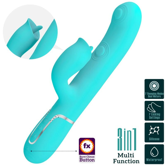 Pretty Love – Rabbit-Vibrator mit Lecken Aqua Grün