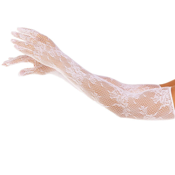 Leg Avenue – Red Floral Gloves White
