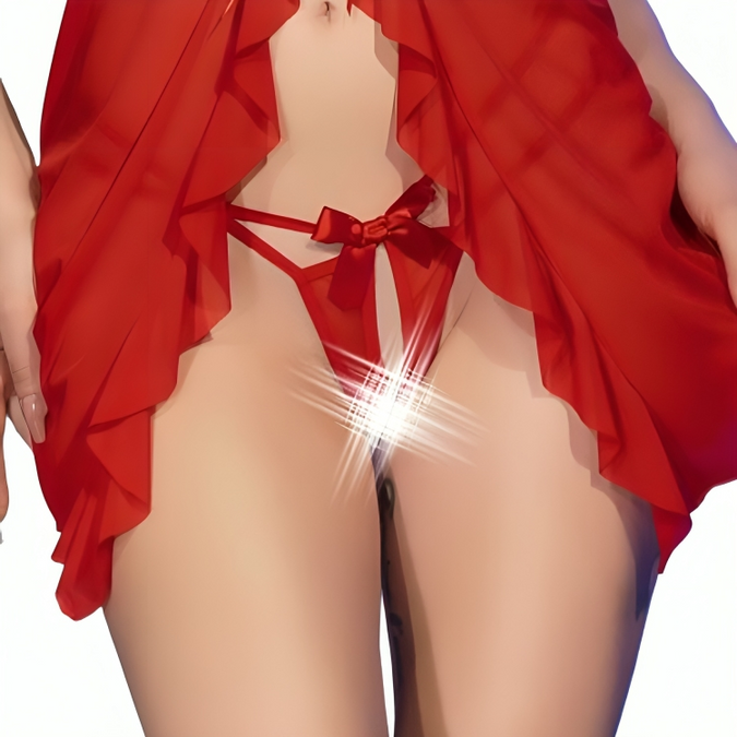 Chilirose – Cr 4696 Babydoll & String ohne Schritt Rot S/m