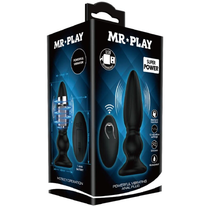 Mr Play – Leistungsstarker Vibrator mit Fernbedienung Analplug Schwarz