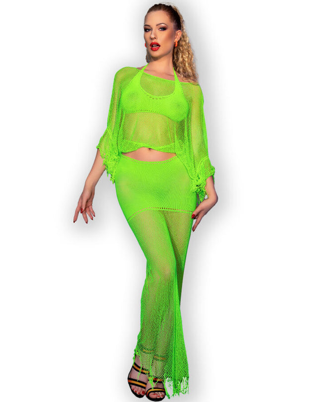 Chilirose – Cr 4666 Top & Skirt Green S/m
