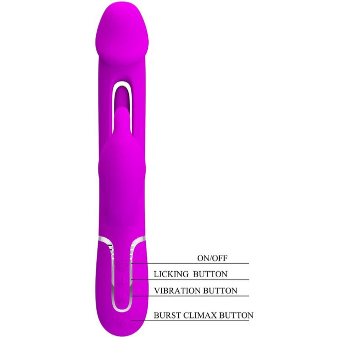Pretty Love – Kampas Rabbit 3 In 1 Multifunktionaler Vibrator Mit Zunge Fuchsia