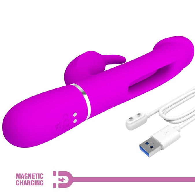 Pretty Love – Kampas Rabbit 3 In 1 Multifunktionaler Vibrator Mit Zunge Fuchsia